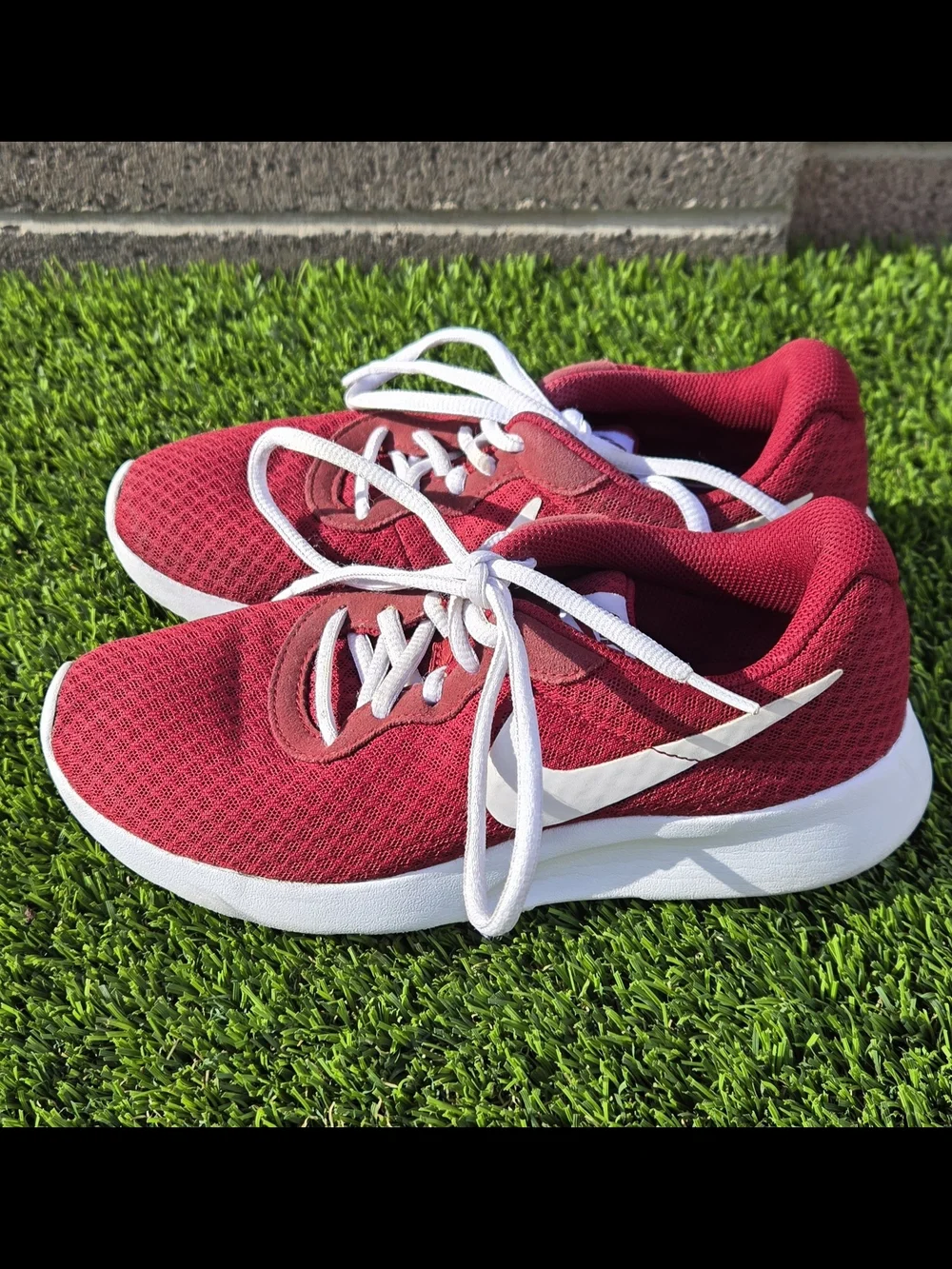Red Women's Athletic Sneakers with White Accents Size 6.5